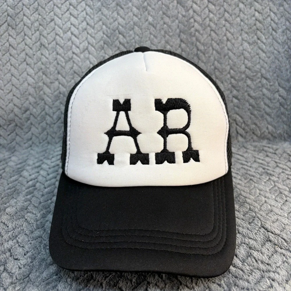 AB Embroidered Trucker Hat Black White Mesh Snapback Cap